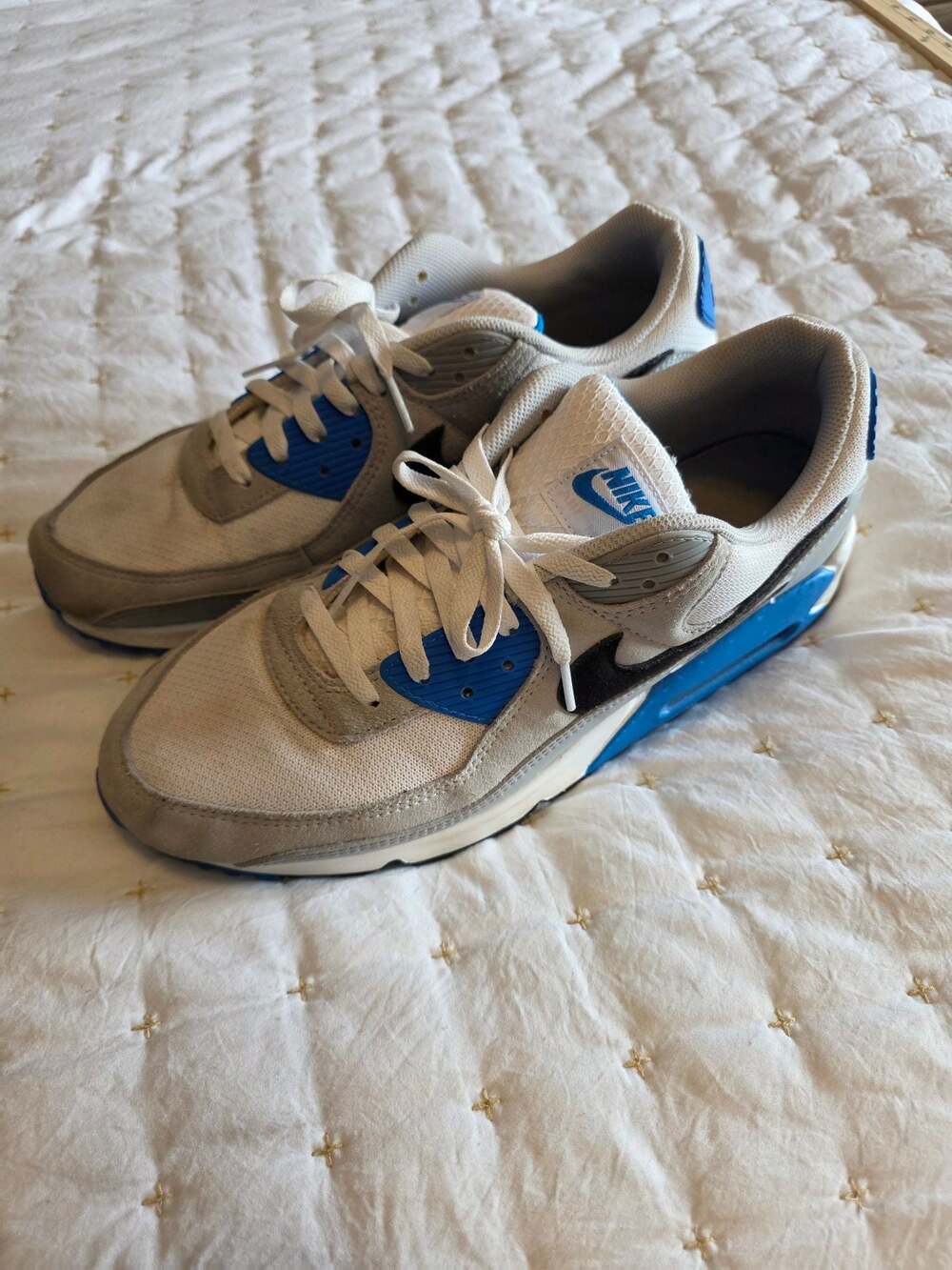 Nike Air Max 90 'Detroit Lions' Photo Blue White Black Grey Sneakers (FN6958-102